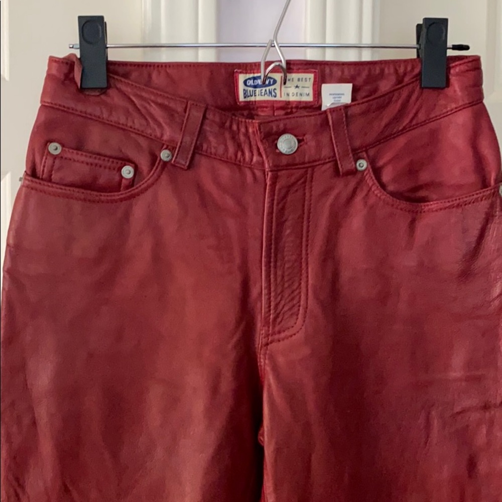 Old Navy red leather pants size 4